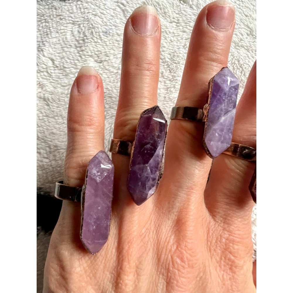 Crown Chakra Amethyst Tower Ring 5 6 7 8 9 - Picture 4 of 5